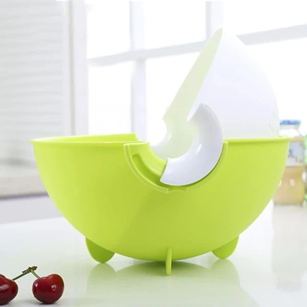 Double Drain Basket Bowl Rice Washing Kitchen Sink Strainer