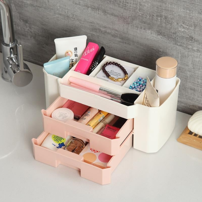 Double Drawer Plastic Desktop Organiser