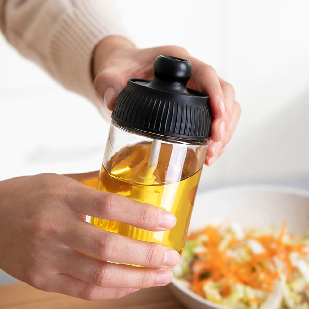 3Pcs Portable Spice jar kit Oil Brush, Honey Lid, Seal Seasoning Spoon,