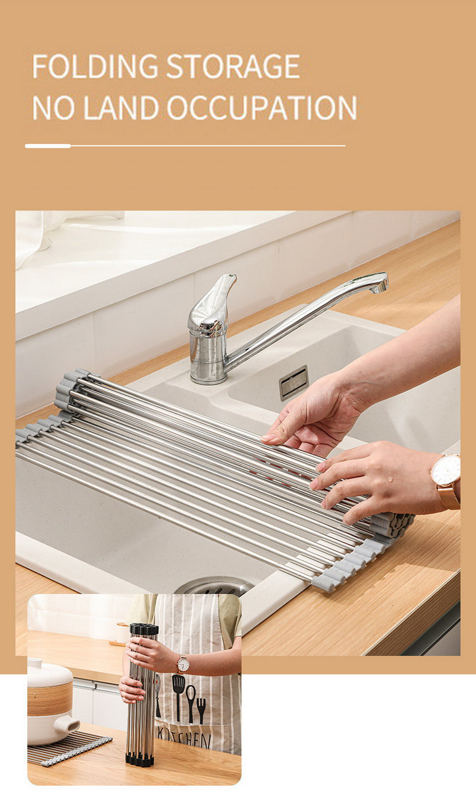 Rolling Sink Rack Stainless Steel Adjustable ( drain rack)