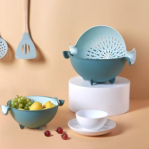 Double Drain Basket Bowl Rice Washing Kitchen Sink Strainer