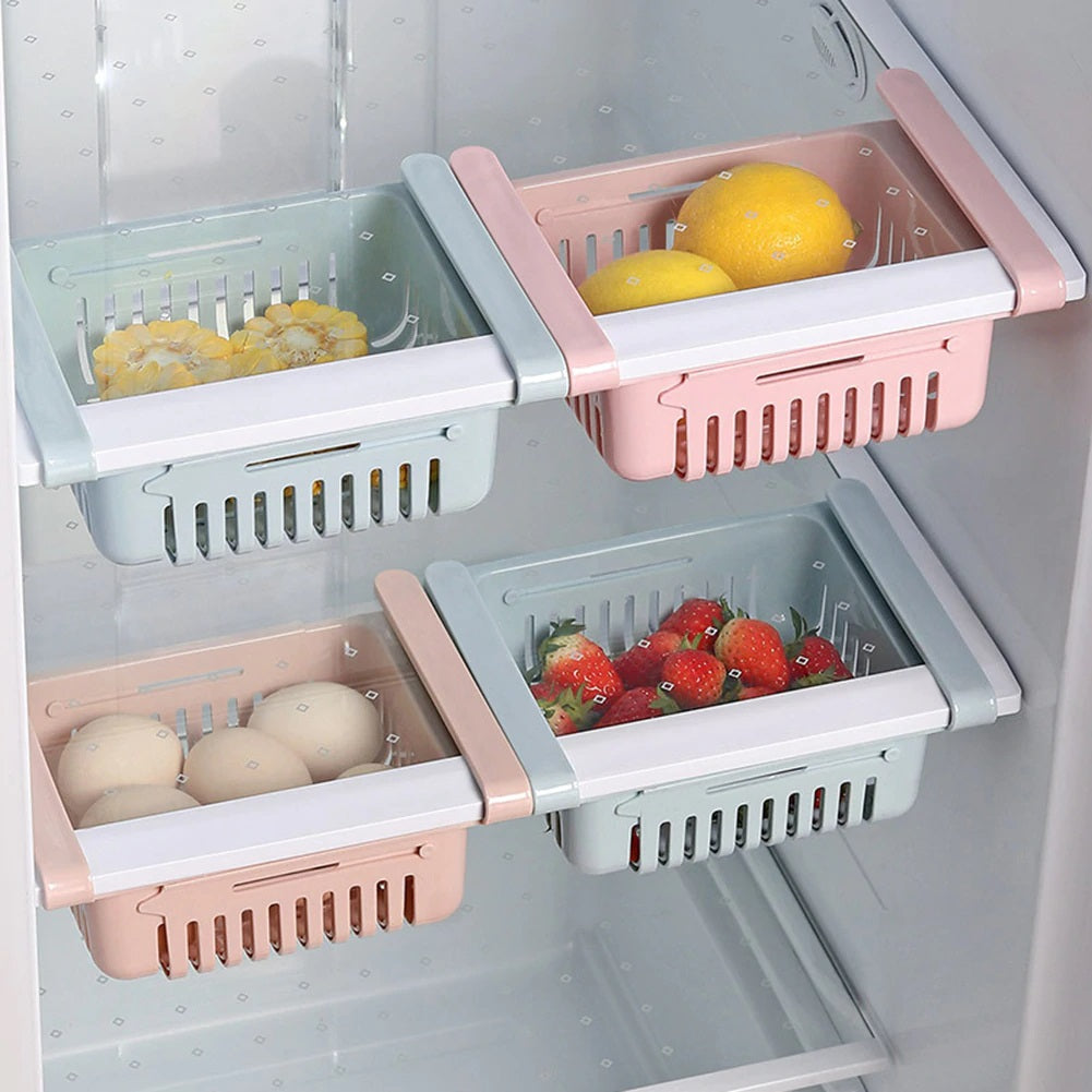 Adjustable Fridge Storage Rack ( PACK OF 4 * MULTI COLOR )