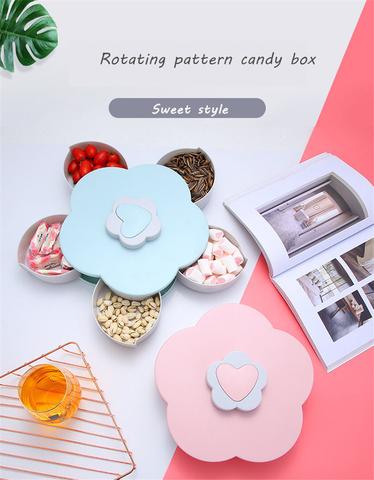 5 Compartments Flower Candy Box Serving Rotating Box for Home & Kitchen
