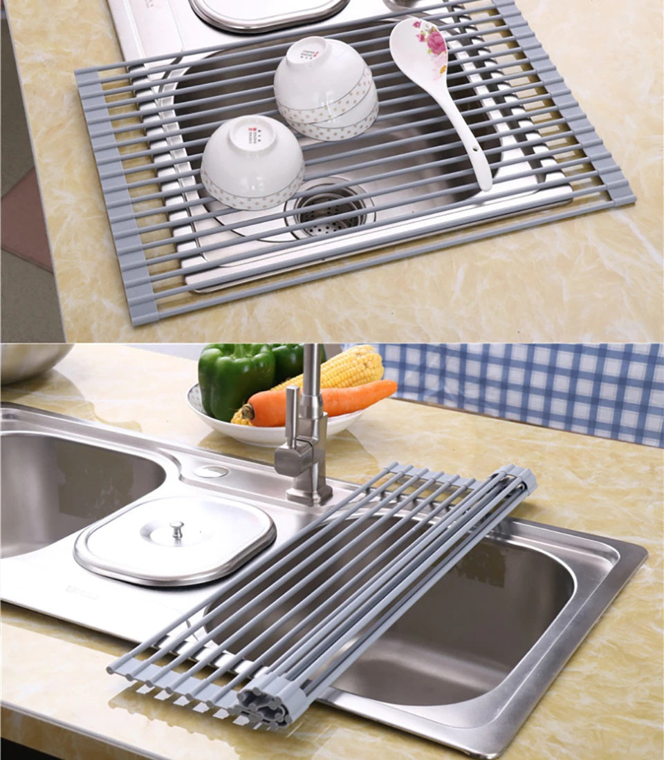 Rolling Sink Rack Stainless Steel Adjustable ( drain rack)