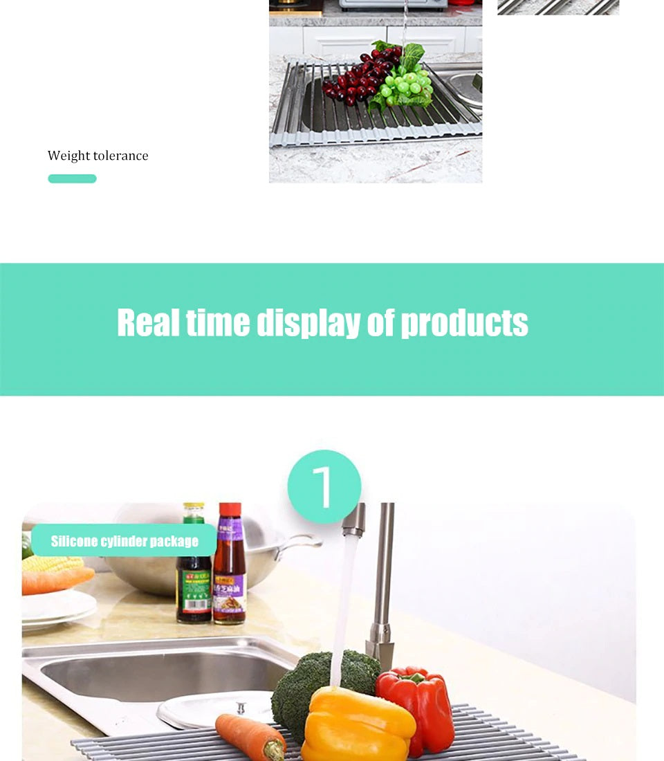 Rolling Sink Rack Stainless Steel Adjustable ( drain rack)