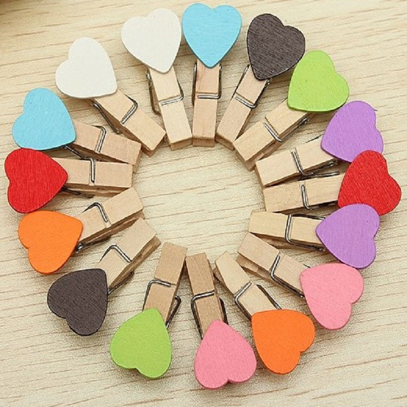 Heart Wooden Clip