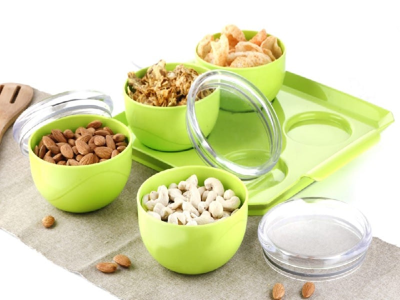 Dry Fruit Air Tight Bowl with Tray 2 piece and 4 piece