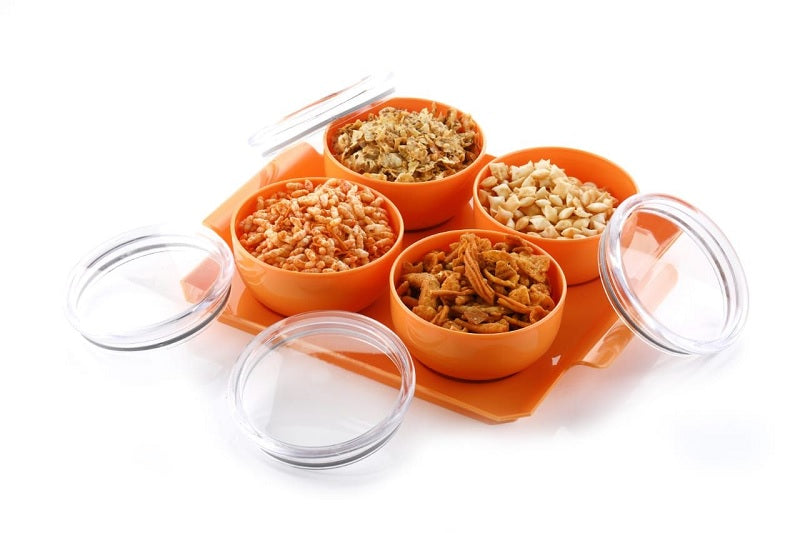 Dry Fruit Air Tight Bowl with Tray 2 piece and 4 piece